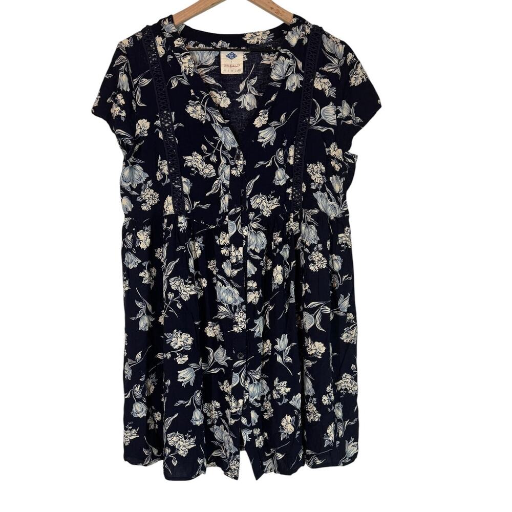 Wild Blue x Sadie Robertson Blue Floral Sleeveless Mini Dress XL Boho